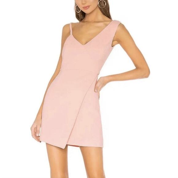 NEW Revolve NBD Adios Asymmetrical Mini Dress Size M Blush Pink Crepe Party - Picture 1 of 14